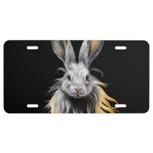 Awesome Gray Rabbit on Fire  License Plate