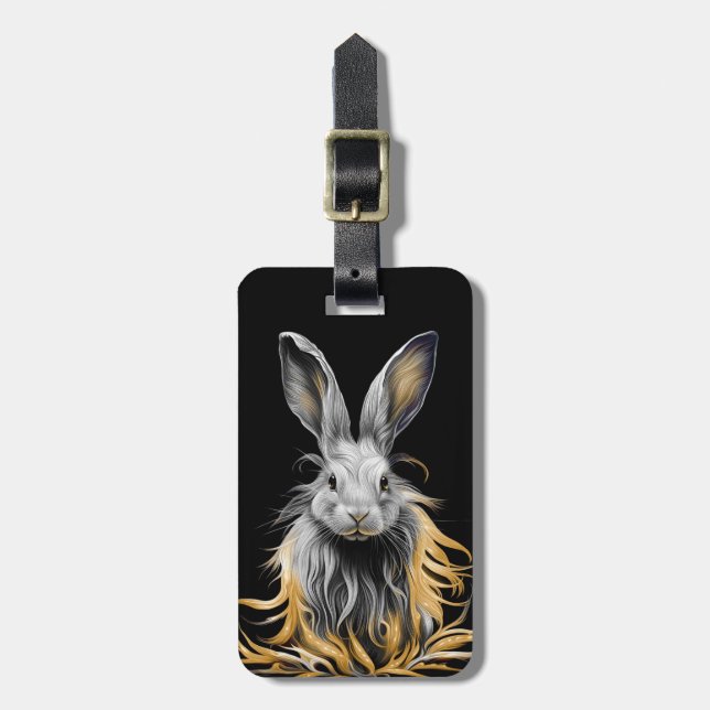Awesome Gray Rabbit on Fire  Luggage Tag (Front Vertical)