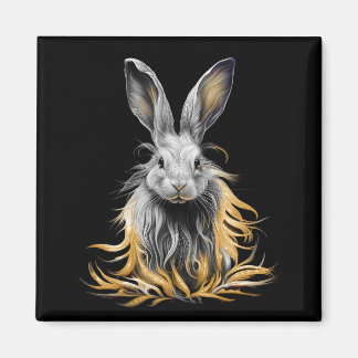 Awesome Gray Rabbit on Fire  Magnet