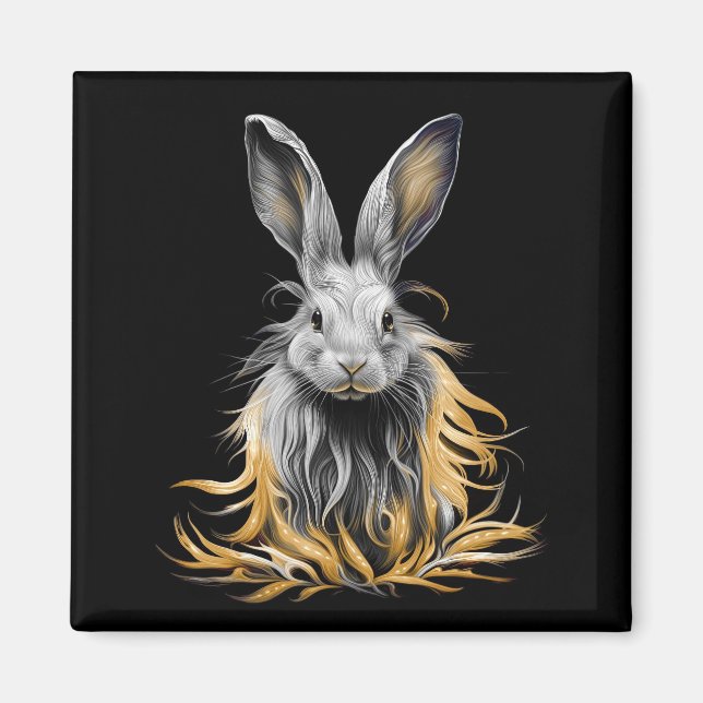 Awesome Gray Rabbit on Fire  Magnet (Front)