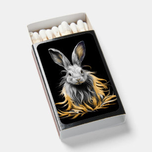 Awesome Gray Rabbit on Fire  Matchboxes