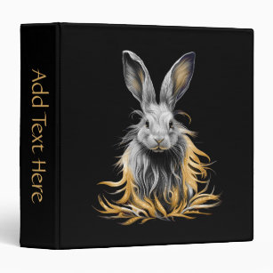 Awesome Gray Rabbit on Fire Name 3 Ring Binder