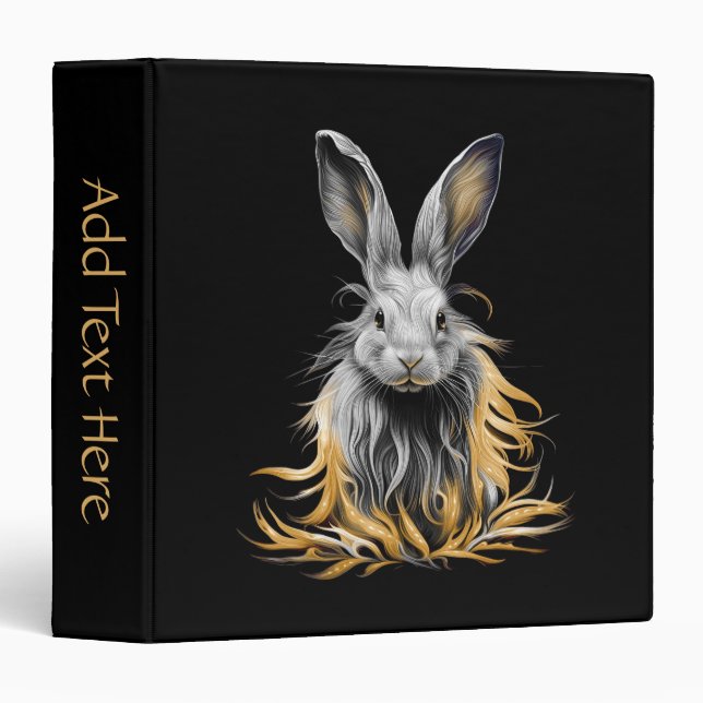 Awesome Gray Rabbit on Fire Name 3 Ring Binder (Front/Spine)