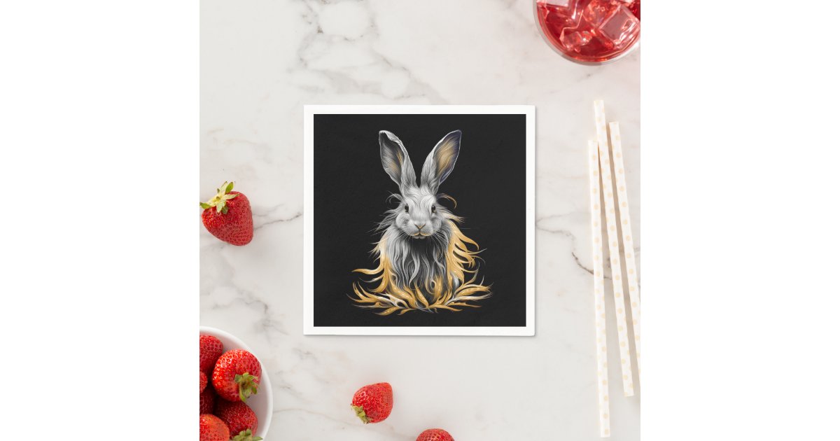 Awesome Gray Rabbit on Fire Napkins | Zazzle