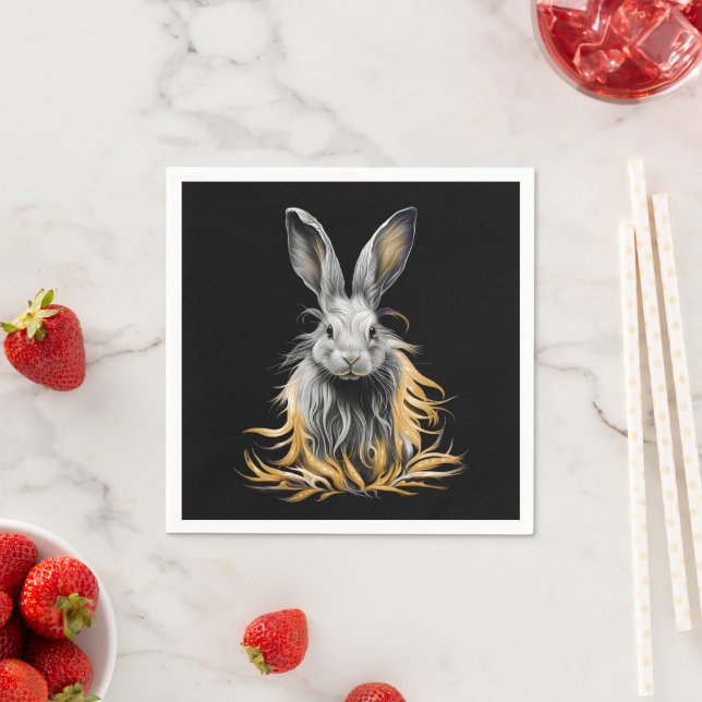 Awesome Gray Rabbit on Fire  Napkins (Insitu)