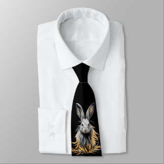 Awesome Gray Rabbit on Fire  Neck Tie