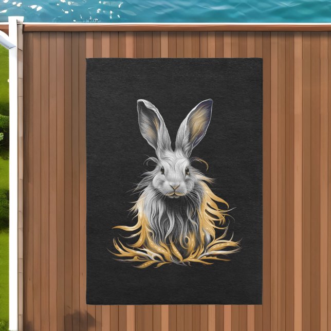Awesome Gray Rabbit on Fire  Outdoor Rug (Insitu (Outdoor 2))