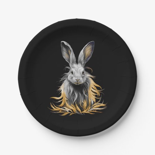 Awesome Gray Rabbit on Fire  Paper Plates