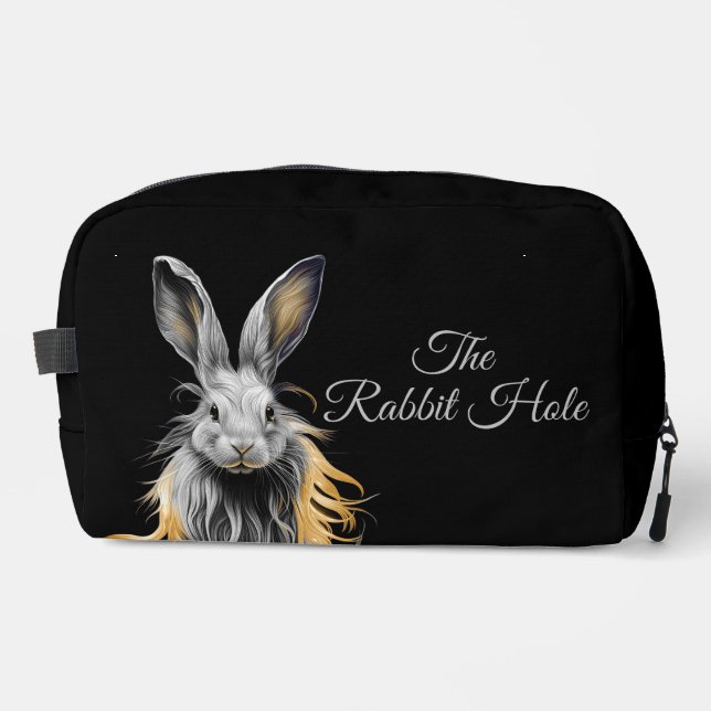 Awesome Gray Rabbit on Fire Personal Text Dopp Kit (Front)