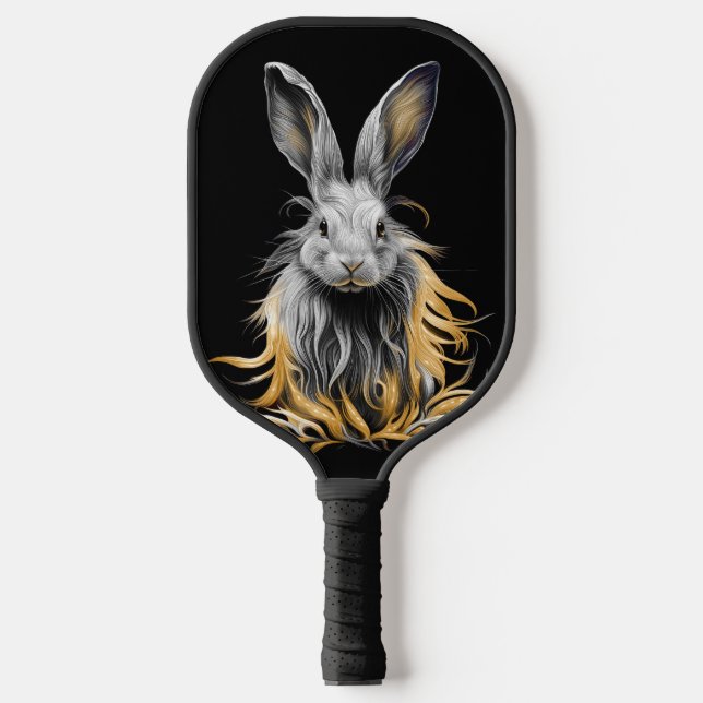 Awesome Gray Rabbit on Fire  Pickleball Paddle (Front)