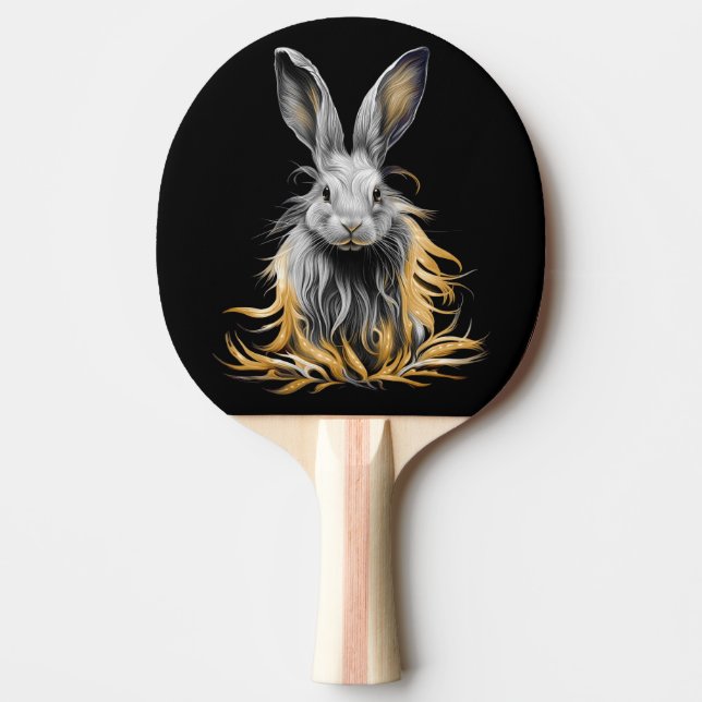 Awesome Gray Rabbit on Fire  Ping Pong Paddle (Front)