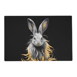 Awesome Gray Rabbit on Fire  Placemat