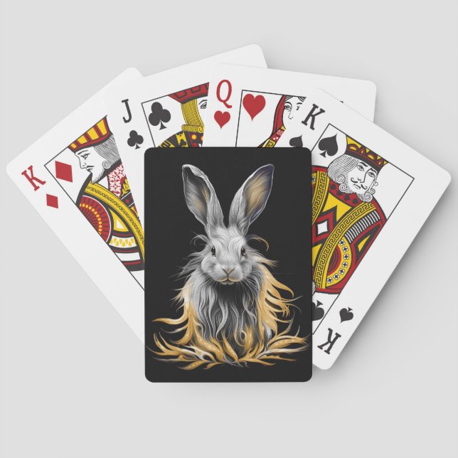 Awesome Gray Rabbit on Fire  Poker Cards (Back)