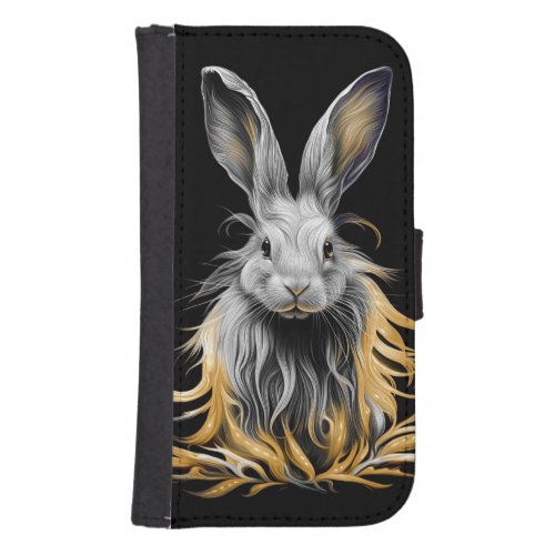 Awesome Gray Rabbit on Fire  Galaxy S4 Wallet Case