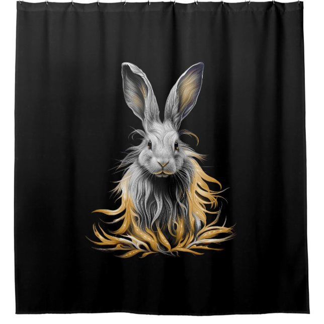 Awesome Gray Rabbit on Fire  Shower Curtain (Front)