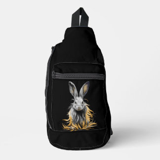 Awesome Gray Rabbit on Fire  Sling Bag