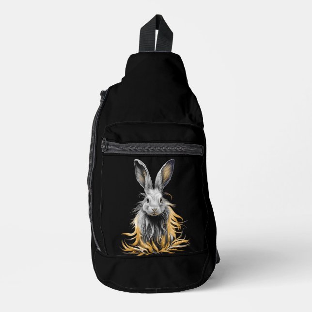 Awesome Gray Rabbit on Fire  Sling Bag (Front)
