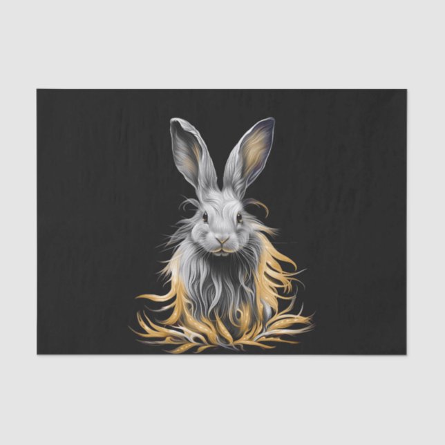 Awesome Gray Rabbit on Fire  Tissue Paper (Front)