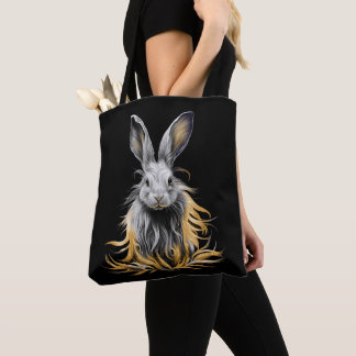 Awesome Gray Rabbit on Fire Tote Bag