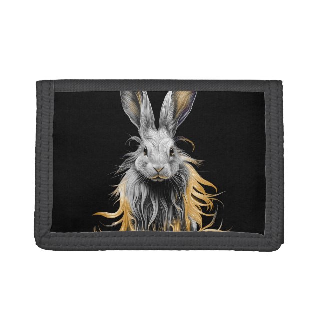 Awesome Gray Rabbit on Fire  Trifold Wallet (Front)