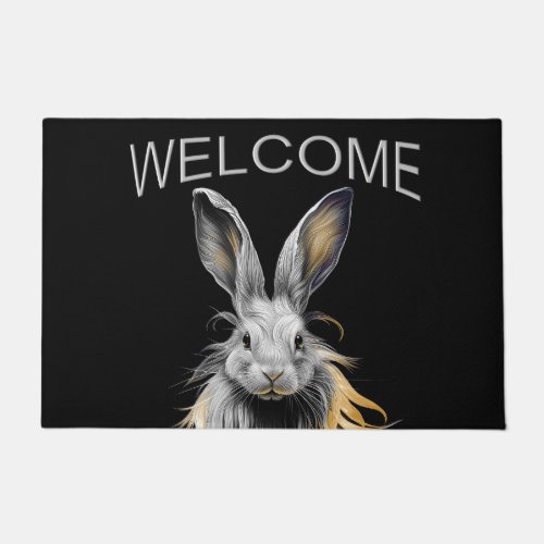 Awesome Gray Rabbit on Fire Welcome Doormat