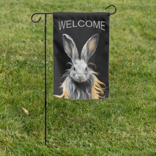 Awesome Gray Rabbit on Fire Welcome Garden Flag
