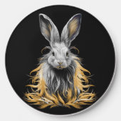 Awesome Gray Rabbit on Fire  Wireless Charger (Front)