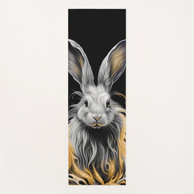 Awesome Gray Rabbit on Fire  Yoga Mat (Front)