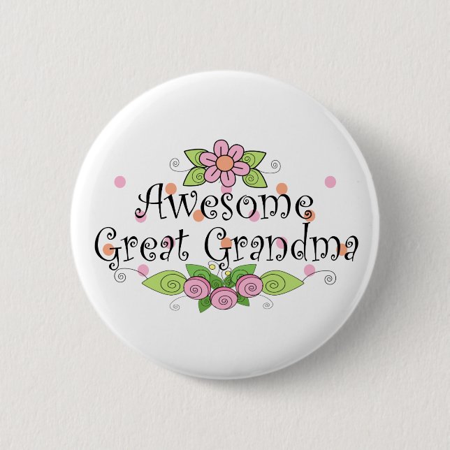Awesome Great Grandma T-Shirt Pinback Button (Front)