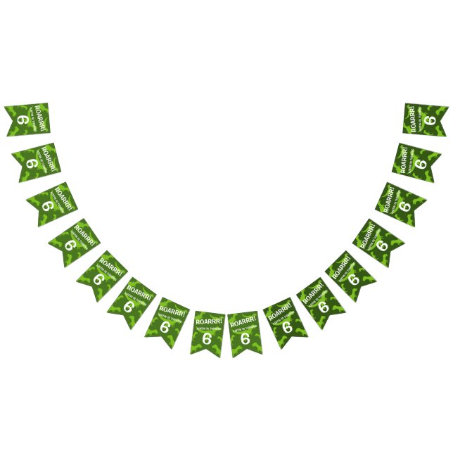 Awesome green dinosaur theme Birthday party Bunting Flags (All)