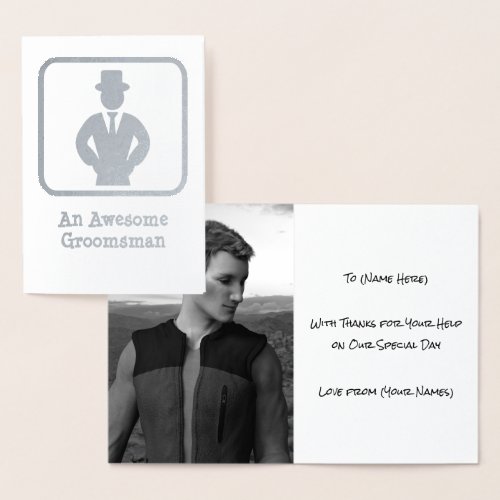 Awesome Groomsman _ Wedding Thank You with Photo Foil Card