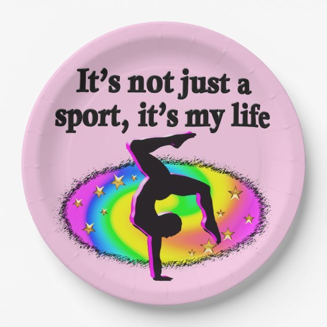 AWESOME GYMNASTICS PARTY PAPER PLATES (Front)