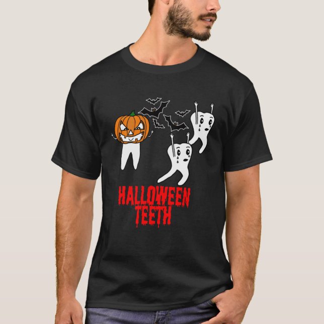 Awesome Halloween Tooth With Pumpkin For Dental Wo T-Shirt (Front)