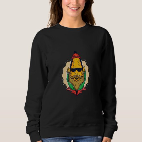 Awesome Hipster Corn Man with Beard Design Sweatshirt