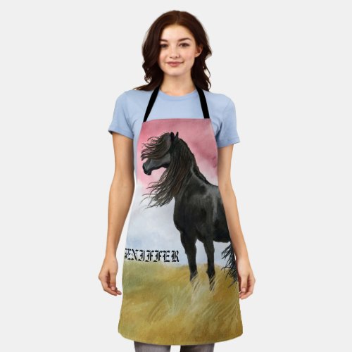 Awesome Horse Watercolor Apron