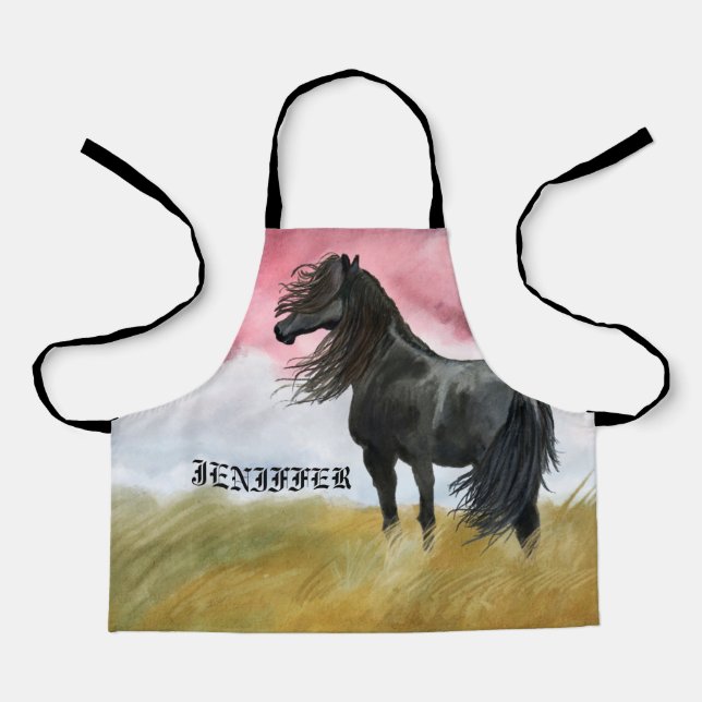 Awesome Horse Watercolor Apron (Front)