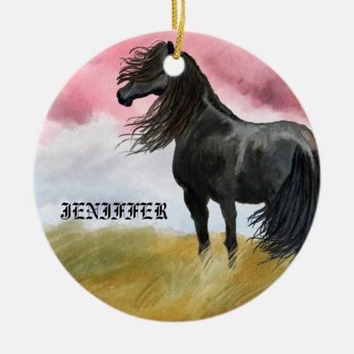 Awesome Horse Watercolor Ceramic Ornament