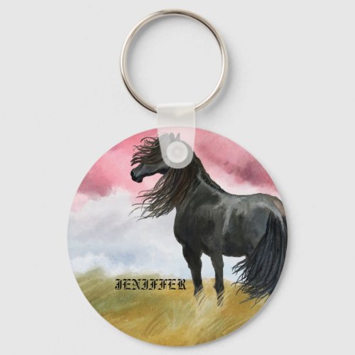 Awesome Horse Watercolor Ornament Keychain