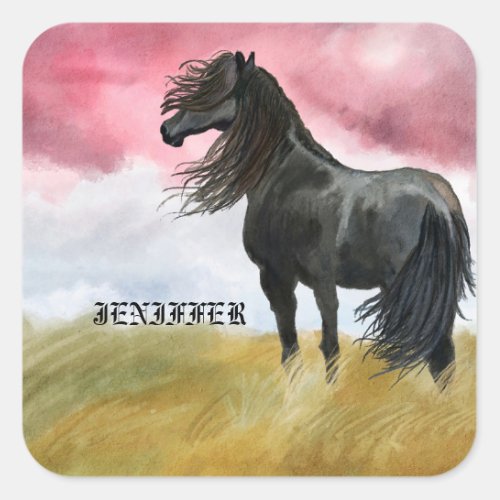 Awesome Horse Watercolor Square Sticker