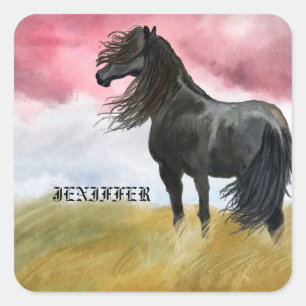 Awesome Horse Watercolor Square Sticker