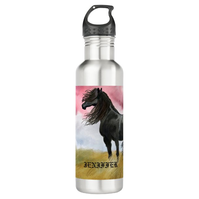 Awesome Horse Watercolor Stainless Steel Water Bottle (Front)