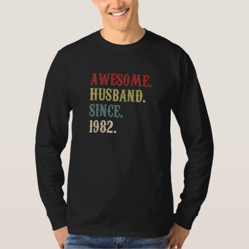 Awesome Husband Since 1982 Retro 40 Wedding Aniver T_Shirt