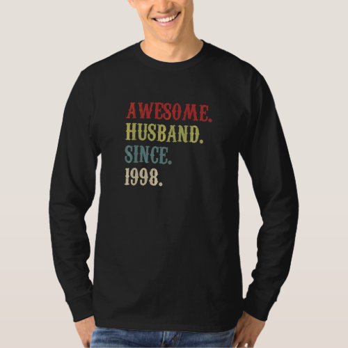 Awesome Husband Since 1998 Retro 24 Wedding Aniver T_Shirt