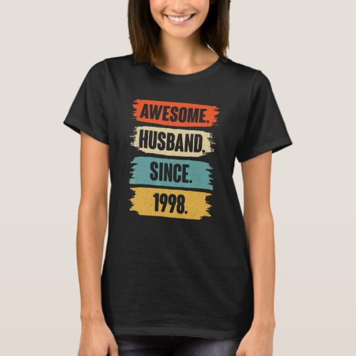 Awesome Husband Since 1998 Vintage 24 Wedding Aniv T_Shirt