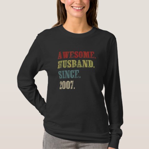 Awesome Husband Since 2007  15 Wedding Aniversary T_Shirt