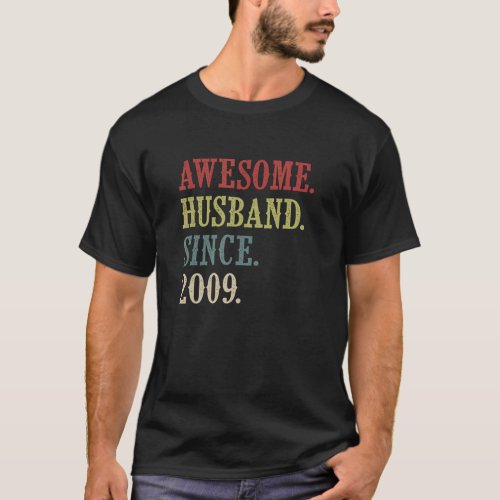 Awesome Husband Since 2009 13 Wedding Aniversary T_Shirt