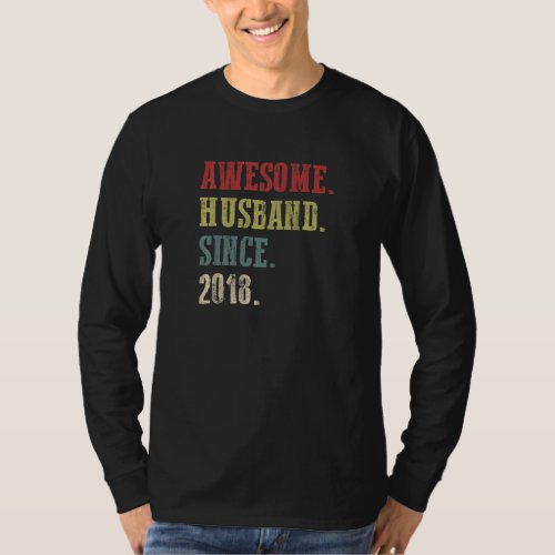 Awesome Husband Since 2018  4 Wedding Aniversary   T_Shirt