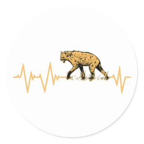 Awesome Hyena Heartbeat Design Wildlife  Classic Round Sticker