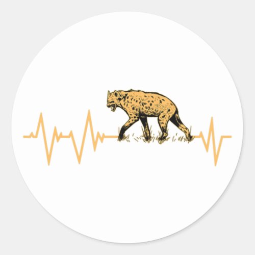 Awesome Hyena Heartbeat Design Wildlife  Classic Round Sticker