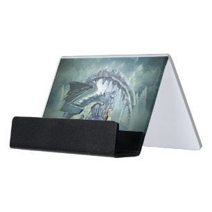 Awesome ice dragon desk business card holder